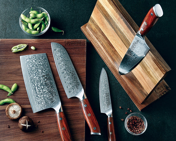 Damascus Kitchen Knives Set