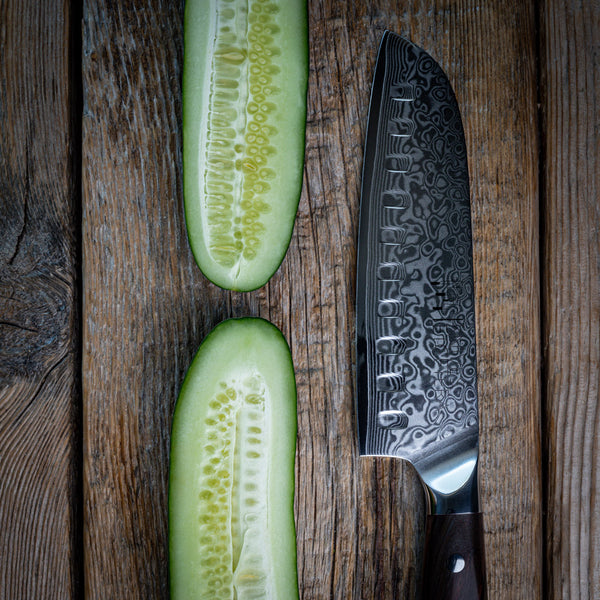SHANZU Santoku Kitchen Knives, damaskus steel knife, Ergonomic Fiberglass,  G10 Handle, Best Sharp High-Carbon Knives, 7