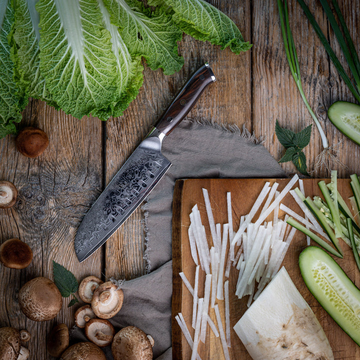 7" Damascus Santoku Knife