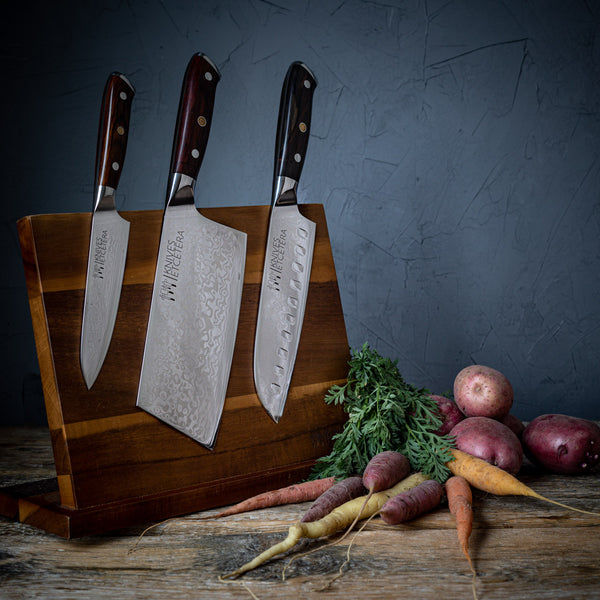 Stylish Large Magnetic Knife Holder - Holds 16+ Knives | Acacia Wooden  Knife Block Without Knives | Wide Kitchen Magnetic Knife Holder | Double  Sided