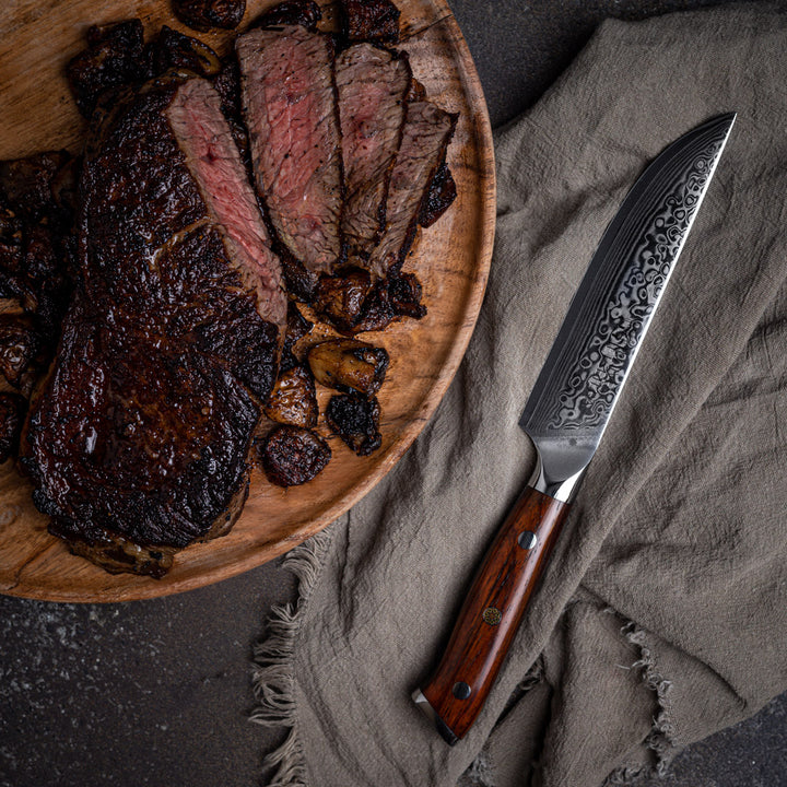 Cerulean Steak Knife Set - High Carbon Steel with Damascus Pattern
