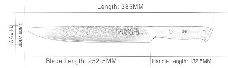 A blueprint of the damascus carving knife
