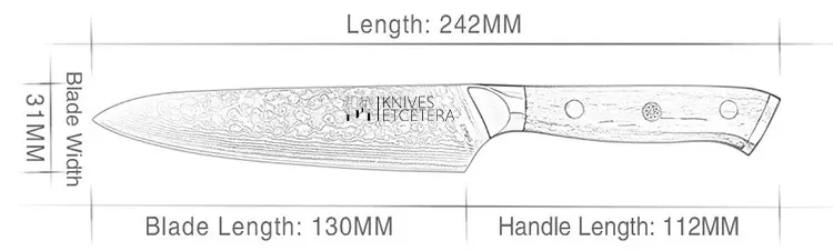 A blueprint of the damascus utility knife