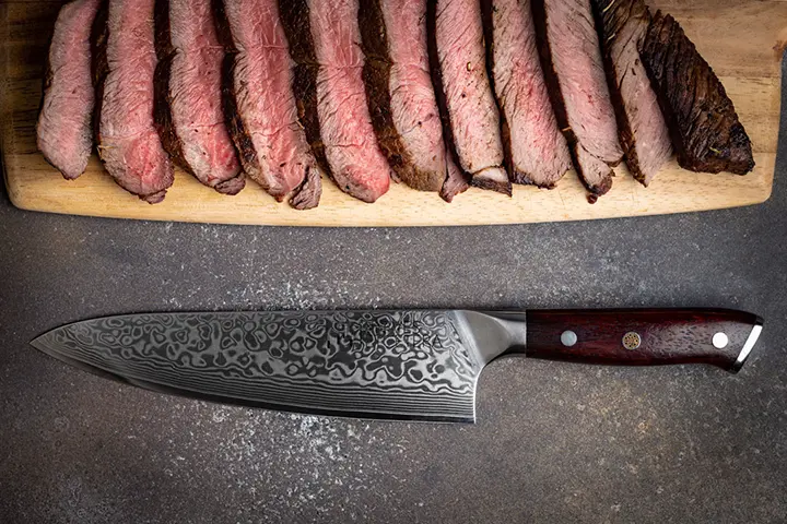 Damascus Steel Chef's Knife Steak